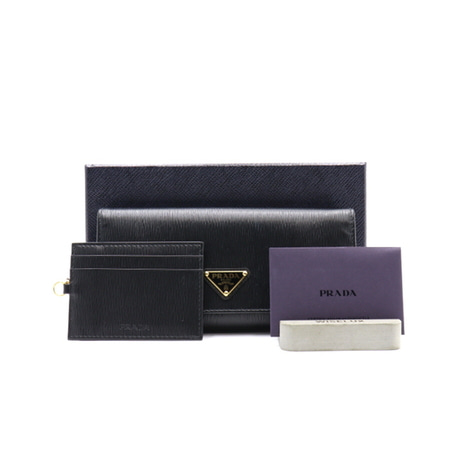 Prada(프라다) 1MH132 블랙 삼각 로고 스냅 여성 장지갑aa18567