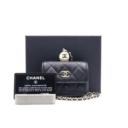 [미사용]Chanel(샤넬) AP2119 펄 CC 로고 캐비어 카드지갑 체인백 크로스백aa23021