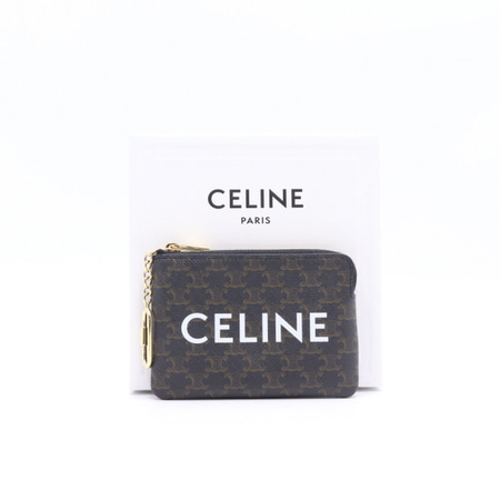 [미사용]Celine(셀린느) 10C662CA2.38NO 트리오페 캔버스 키링 동전 지갑 겸 카드 파우치aa23773