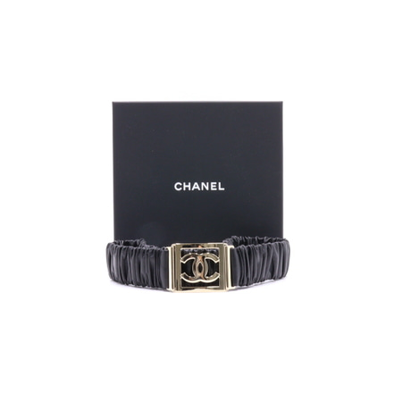 Chanel(샤넬) AA8782 23시즌 블랙 밴딩 램스킨 금장CC 여성 벨트aa27000