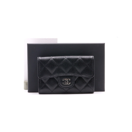 [미사용]Chanel(샤넬) AP0214 블랙 캐비어 은장CC 클래식 카드지갑aa28349
