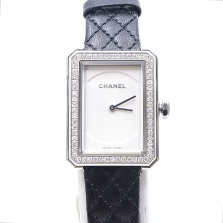 Chanel(샤넬) H6955 신형 보이프렌드 스몰 베젤다이아 화이트판 스틸 여성 시계aa28122