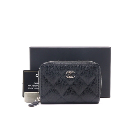 Chanel(샤넬) AP0216 클래식 캐비어 은장 CC 지퍼 카드동전 지갑aa29871