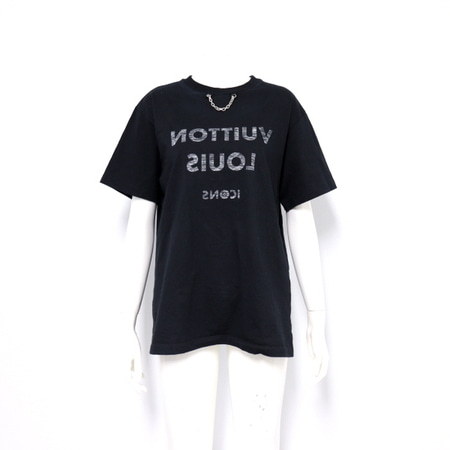 Louis Vuitton(루이비통) 1A84CO 블랙 리버스 이니셜 로고 아이콘 체인 여성 반팔 티셔츠aa30411