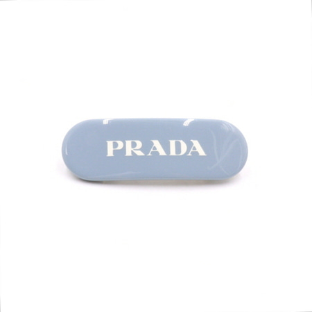 Prada(프라다) 1IF108 플렉시글라스 라이트 블루 로고 여성 헤어핀 헤어클립aa31758