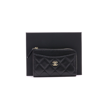 [새상품]Chanel(샤넬) AP3179 23시즌 블랙 캐비어 금장CC 지퍼 카드홀더 지갑 파우치aa31225