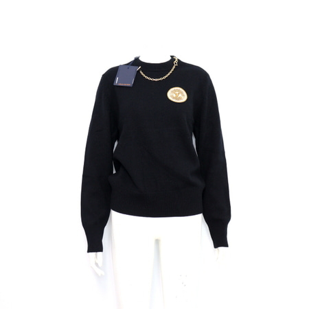[미사용]Louis Vuitton(루이비통) 1AAB22 블랙 캐시미어 체인 디테일 패치 풀오버 여성 스웨터 니트aa30412