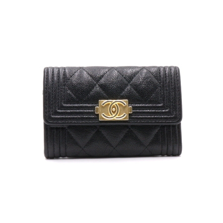 Chanel(샤넬) A80603 블랙 캐비어 퀄팅 금장 보이샤넬 플랩 카드 명함케이스 지갑aa36303