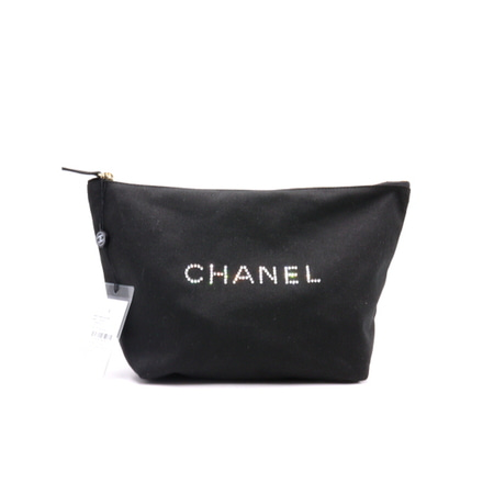 [미사용]Chanel(샤넬) M03791 블랙 캔버스 이니셜 로고 파우치백aa30556