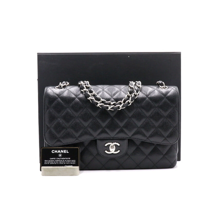 Chanel(샤넬) A58600 블랙 캐비어 클래식 라지(점보) 은장체인 숄더백aa37637