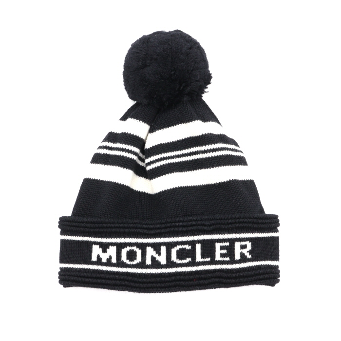 MONCLER(몽클레어) 블랙 이니셜 로고 여성 비니 모자aa39364