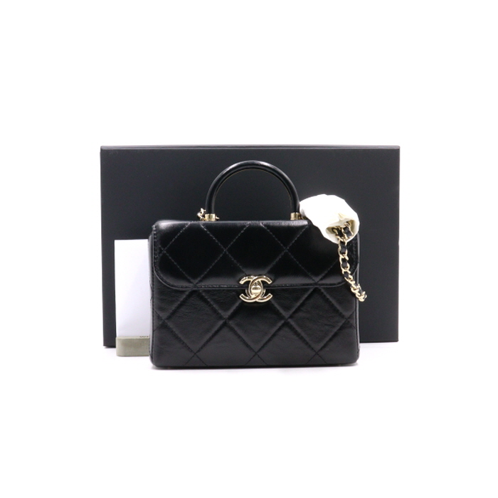 [새상품]Chanel(샤넬) AS4470 23-24시즌 블랙 카프스킨 스몰 박스 여성 토트백 겸 숄더백aa32513