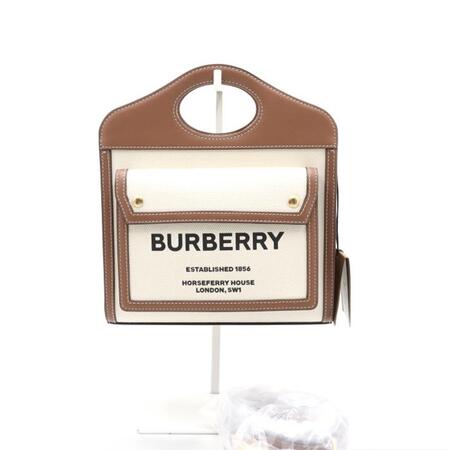 [미사용]Burberry(버버리) 8039361 미니 투톤 캔버스 레더 포켓 토트백 겸 숄더백 겸 크로스백aa39776