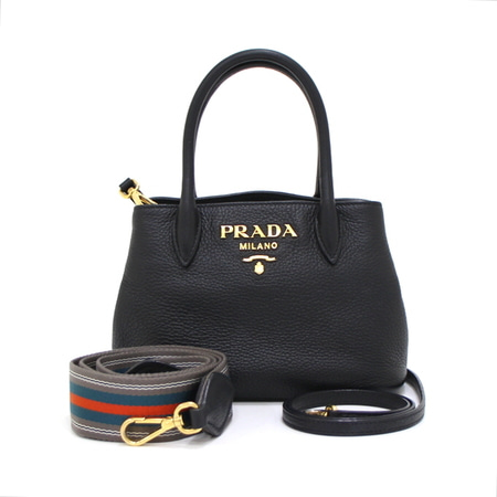 Prada(프라다) 1BH081 블랙 비텔로 다이노 금장로고 토트백 겸 숄더백 크로스백aa40206